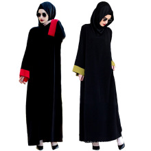 Moda moderna roupa islâmica splicing manguito dubai muçulmano vestido de material de chiffon preto abaya